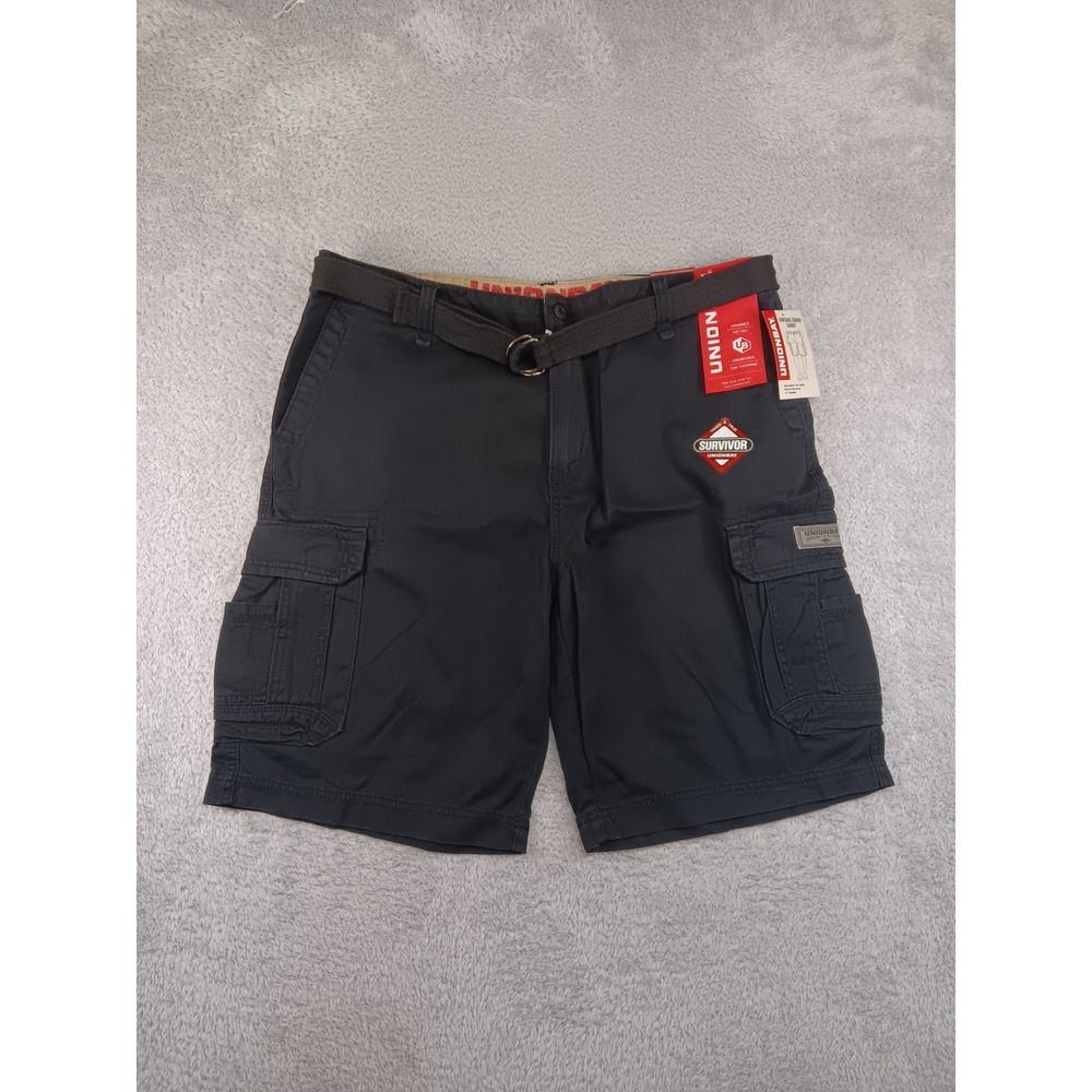 Unionbay Short Men Size 42 Black NWT Vintage Cargo Belted Survivor
